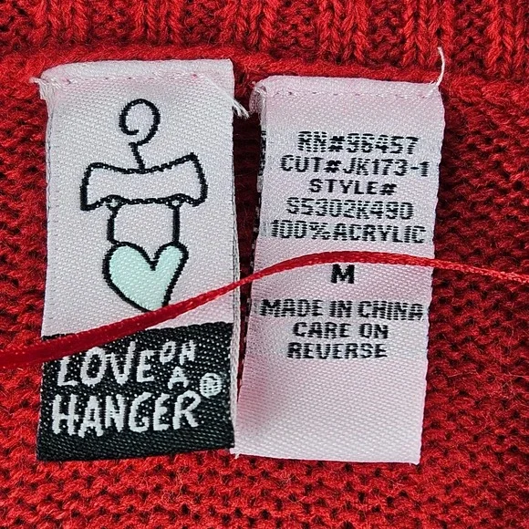 Love On a Hanger Christmas Cardigan Womens Medium Red Gingerbread Man Holiday - Picture 11 of 13